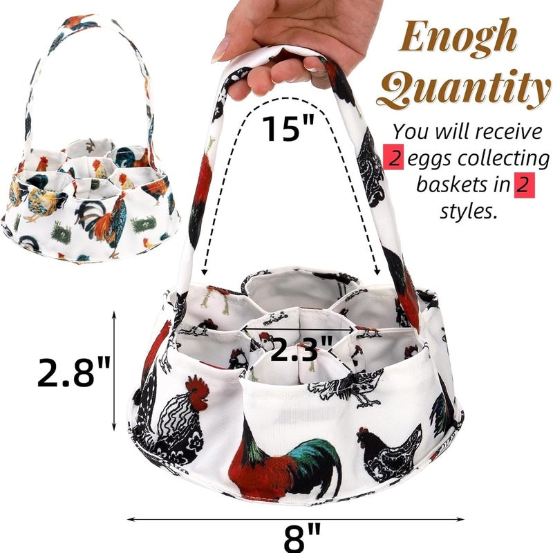 Noamus 2 Pack Eggs Collecting Bags, Mini Canvas Eggs Gathering Basket with 7 Pouches, Easter Egg Collector for Chicken Hen Duck Goose Housewife Garden Transporting Storage(2 Styles) - Image 2